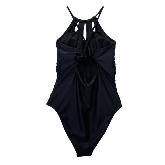 NWT Cupshe Black High Neck Keyhole One Piece Swimsuit Size Medium Tummy Control - Picture 6 of 14